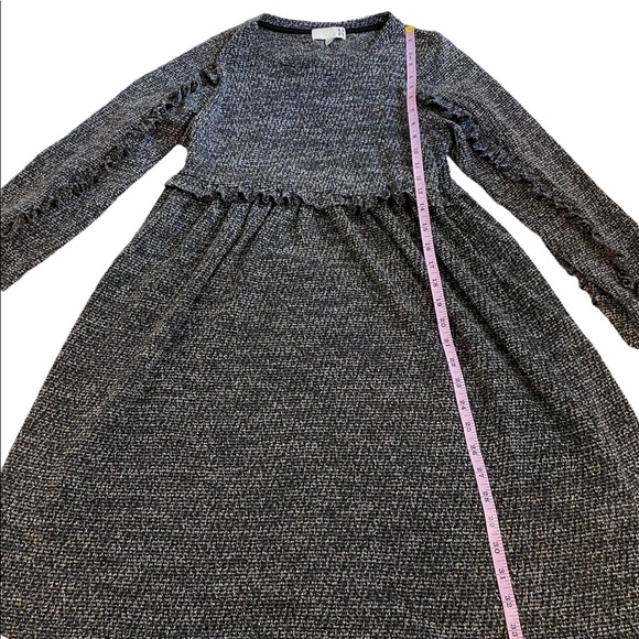 Anthropologie Ro&De Gray Long Sleeve Knit Stella Ruffle Dress, Size XS - Picture 12 of 15